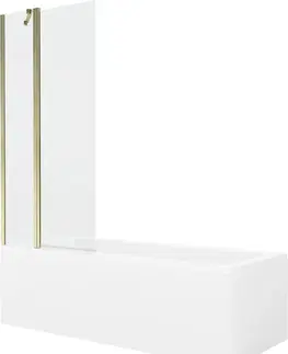 Sprchové dvere MEXEN/S - Cubik obdĺžniková vaňa 160 x 70 cm s panelom + vaňová zástena 80 cm, transparent, zlatá 550316070X9408115000