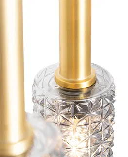 Zavesne lampy Závesná lampa zlatá s dymovým sklom podlhovastá 5-svetlá - Elva