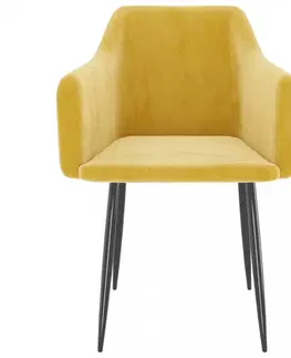 Jedálenské stoličky a kreslá Jedálenská stolička 2 ks zamat / kov Dekorhome Horčicová