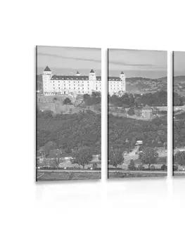 Čiernobiele obrazy 5-dielny obraz večer v Bratislave v čiernobielom prevedení