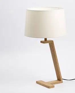 Stolové lampy Aluminor Stolová lampa Memphis LT z dreva a látky, biela