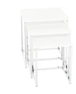 Konferenčné stolíky Konferenčné stolíky, set 3 ks, biela extra vysoký lesk, ENISOL TYP 3