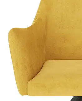 Jedálenské stoličky a kreslá Jedálenské kreslo 2 ks zamat / kov Dekorhome Žltá