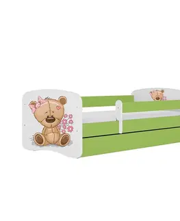 Jednolôžkové postele Detská Posteľ. Babydreams+Sz+M Zelená 80x180 Medveď Kve