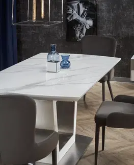 Jedálenské stoly HALMAR Blanco rozkladací jedálenský stôl biely mramor / biela