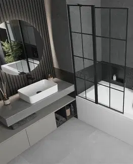 Sprchové dvere MEXEN/S - Cube obdĺžniková vaňa 170 x 80 cm s panelom + vaňová zástena 100 cm, čierna vzor 550517080X9410117077