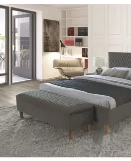 Manželské postele ZORRO čalúnená posteľ 140 x 200 cm, šedá, dub