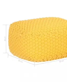 Taburety a podnožky Ručne pletený taburet Dekorhome Žltá
