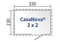 CASANOVA Biohort Záhradný domček BIOHORT CasaNova DUO 330 x 230 (strieborná metalíza) orientácia dverí vľavo