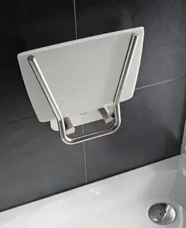 Kúpeľňa RAVAK - Ovo B II Sprchové sedadlo Opal, 360x360 mm, nerezová/priesvitne biela B8F0000052