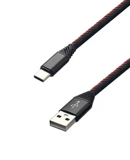 USB káble MobilNET Dátový a nabíjací kábel TPU USBUSB-C, 2A, 2m, čierny KAB-0184-USB-TYPEC