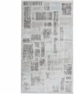 Koberce a koberčeky KONDELA Heather koberec 133x190 cm svetlosivá / tmavosivá / modrá