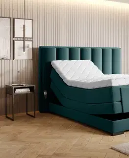 Boxspring Elektrická polohovacia boxspringová posteľ VERONA Eltap Velvetmat 38 - tmavo zelená