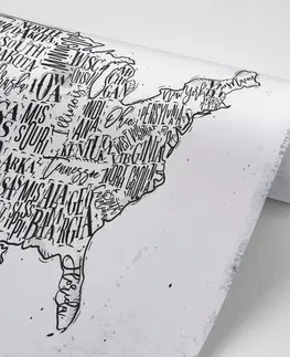 Samolepiace tapety Samolepiaca tapeta šedá mapa USA s jednotlivými štátmi