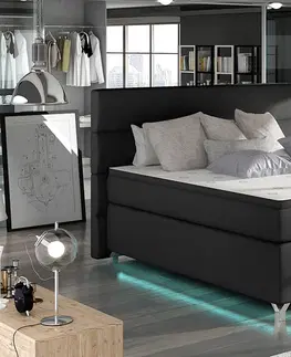 Postele NABBI Avellino 160 čalúnená manželská posteľ s úložným priestorom čierna (Soft 11)