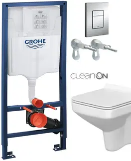 Záchody Rapid SL pre závesné WC 38528SET s chrómovou doskou + WC CERSANIT CLEANON COMO + SEDADLO 38772001 CO1