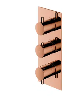 Kúpeľňové batérie OMNIRES - Y termostatická 3-cestná sprchová vaňová batéria pre podomietkovú inštaláciu bez telesa, meď Y1238/KROCP