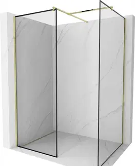 Sprchové dvere MEXEN/S - Kioto Sprchová zástena Walk-in 150 x 70 cm, čierny vzor, zlatá 800-150-202-50-70-070