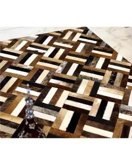 Koberce a koberčeky KONDELA Typ 2 kožený koberec 200x300 cm vzor patchwork