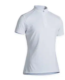 jazdeck Dievčenské jazdecké tričko 500 na súťaže s krátkym rukávom biele