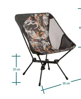 kemping Nízka kempingová skladacia stolička MH500 maskáčová