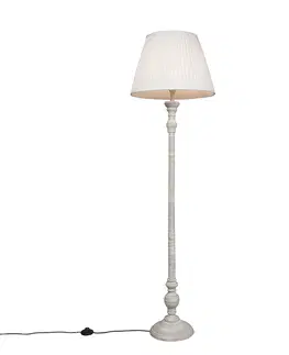 Stojace lampy Inteligentná stojaca lampa sivá s bielym skladaným tienidlom vrátane Wifi A60 - Classico