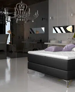 Postele NABBI Amika 160 čalúnená manželská posteľ s úložným priestorom čierna (Soft 11)