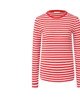 Shirts & Tops Prúžkované tričko s dlhými rukávmi, kombinácia červenej a bielej