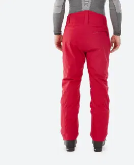 nohavice Pánske lyžiarske nohavice 500 regular - červené