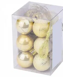 Vianočné dekorácie Kinekus Zlatá vianočná guľa, plastová, 2 cm, sada 12 ks, zlatá mix