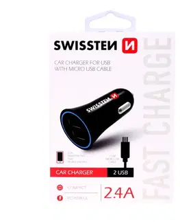 Nabíjačky pre mobilné telefóny Autonabíjačka Swissten 2.4A s 2 x USBakábel Micro USB 20110900