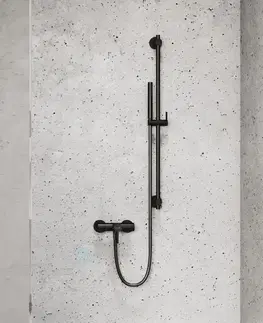 Držadlá k vani KLUDI - Nova Fonte Set sprchovej hlavice, držiaku, tyče 900 mm a hadice, čierna mat 2084039-15