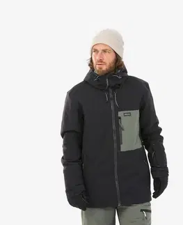 bundy a vesty Pánska snowboardová bunda SNB 500 Ziprotec čierna