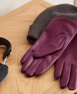 Gloves & Mittens Kožené rukavice, farba bobuľového ovocia