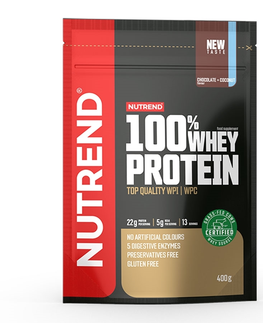 Proteíny Práškový koncentrát Nutrend 100% WHEY Protein 400g čokoláda-kakao