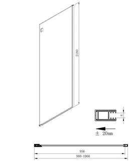 Sprchovacie kúty GELCO - VOLCANO bočná stena 1000 mm, číre sklo GV3010