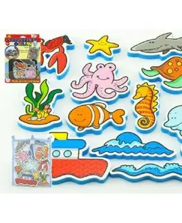 Drevené hračky Teddies Sada penových vodolepiek Oceán, 12 ks, 19 x 27 x 5 cm