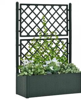 Kvetináče a truhlíky Záhradný kvetináč s treláží 100x43x142 cm PP Dekorhome Biela