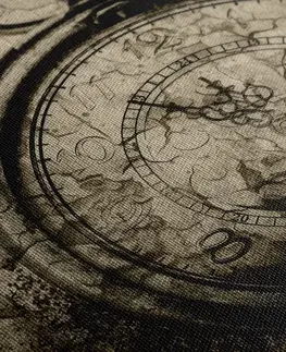 Čiernobiele obrazy Obraz starožitné hodiny v sépiovom prevedení