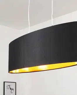Závesné svietidlá EGLO Textilná závesná lampa Lecio, ovál 78 cm čierna