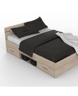 Postele KONDELA Michigan New 160 manželská posteľ s úložným priestorom dub sonoma