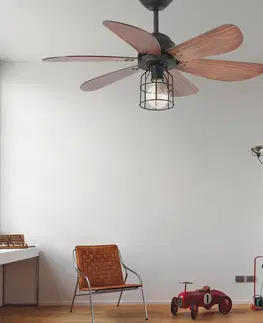 Stropné ventilátory so svetlom FARO BARCELONA Svietidlo so vzhľadom klietky – ventilátor Chicago