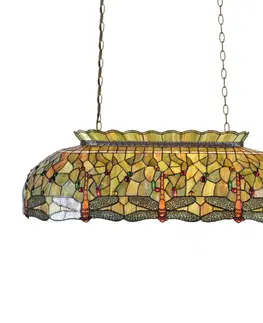 Závesné svietidlá Clayre&Eef Zelená závesná lampa Fania v štýle Tiffany