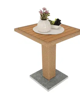 Záhradné stolíky Záhradný jedálenský stôl, prírodná, ratan/mramor/Artwood, LADOL
