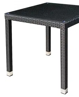Stolčeky DEOKORK Záhradný ratanový stôl NAPOLI 80x80 cm (čierna)