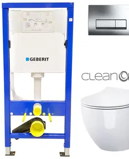 Kúpeľňa GEBERIT DuofixBasic s chrómovým tlačidlom DELTA51 + WC CERSANIT ZEN CLEANON + SEDADLO 458.103.00.1 HA1