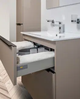 Kúpeľňový nábytok MEREO - Mailo, kúpeľňová skrinka s keramickým umývadlom 61 cm, antracit, čierne madlo CN530B