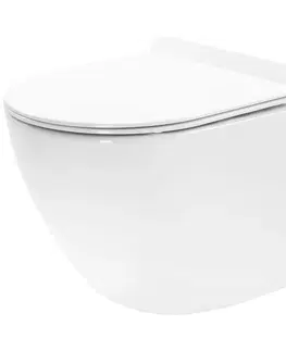 Záchody REA - Závesná WC misa Carter so sedátkom SLIM, rimless, biela REA-C1400