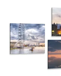 Zostavy obrazov Set obrazov nočný romantický Londýn