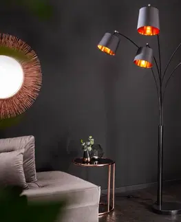 Osvetlenie Stojací lampa LANSING Dekorhome Biela / sivá